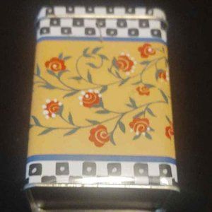 Vintage Tin with Floral and Black and White Checkered Pattern